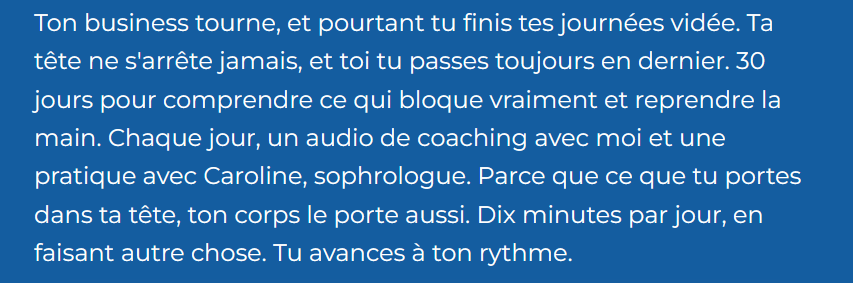 La présentation de l'immersion dans l'application